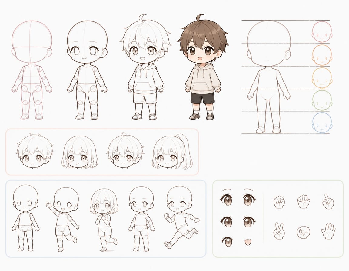 Detailed Guide to Drawing Chibi Characters with Proportion Tips