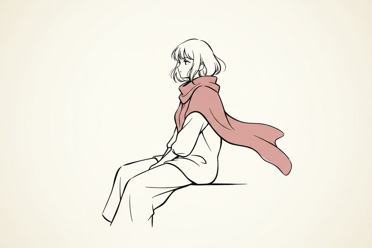 Minimalist anime character illustration with clean lines and simple design