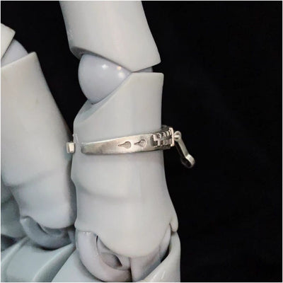 TUXD JOJO s Bizarre Adventure Bucciarati Stand Steel Chain Finger Zipper 925 Sterling Silver Ring Couple Ring image 0