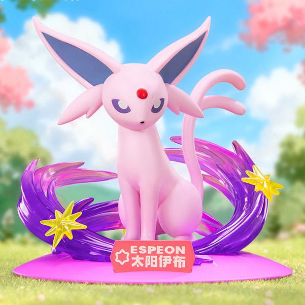 Pokémon Espeon figure with a scenic background