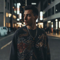 Anime Dragon Crewneck Intricate Embroidery Sweatshirt