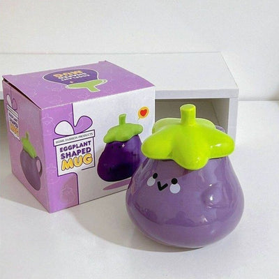 Cute Eggplant Anime Ceramic Mug with Lid - FIHEROE.