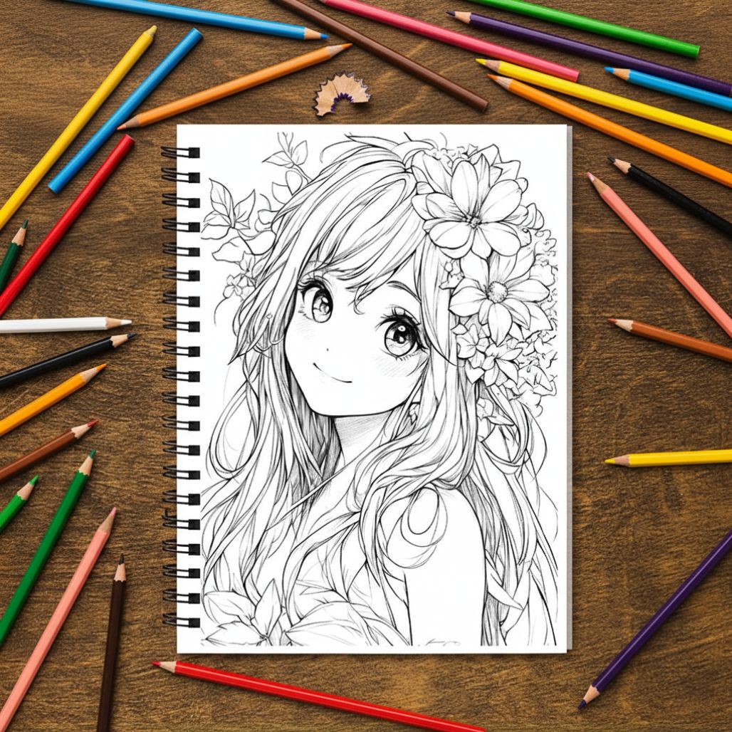 Anime Girl Coloring Book for Adults | 32 Pages - FIHEROE.