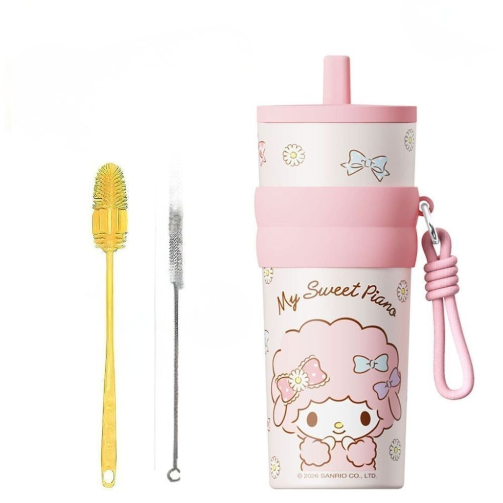 Authentic HelloKitty Straw Insulated Cup 660ml New Large Capacity Cute Best Friend Birthday Water Cup - FIHEROE.