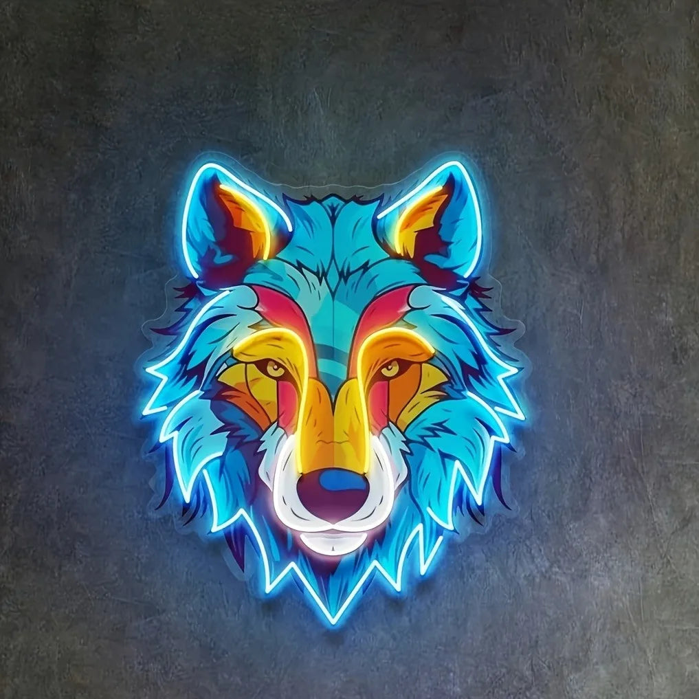 3D Wolf LED Neon Sign Wall Art for Gaming Room - FIHEROE.