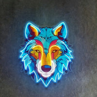 3D Wolf LED Neon Sign Wall Art for Gaming Room - FIHEROE.