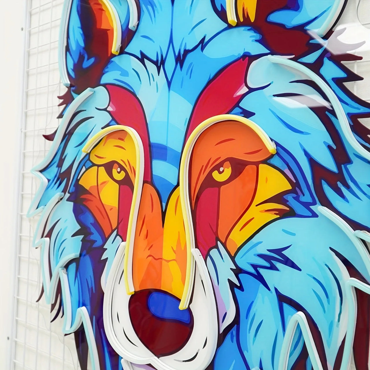 3D Wolf LED Neon Sign Wall Art for Gaming Room - FIHEROE.