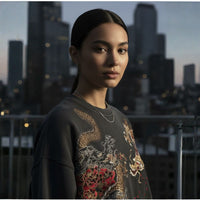 Anime Dragon Crewneck Intricate Embroidery Sweatshirt