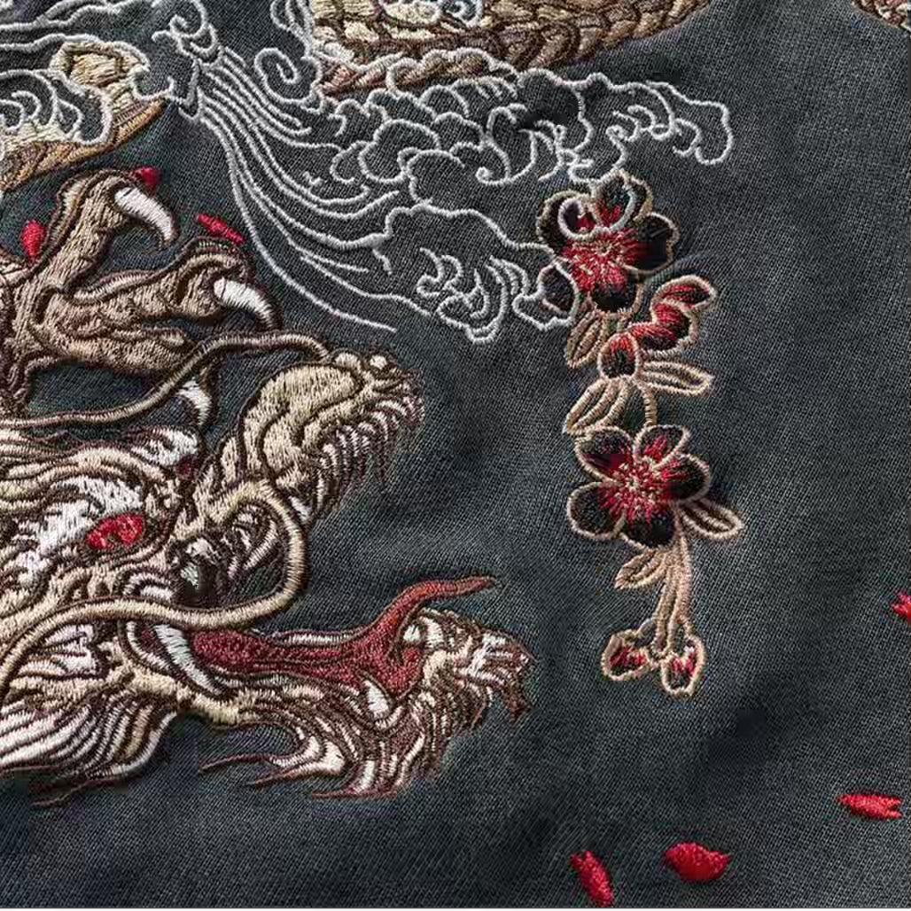 Anime Dragon Crewneck Intricate Embroidery Sweatshirt