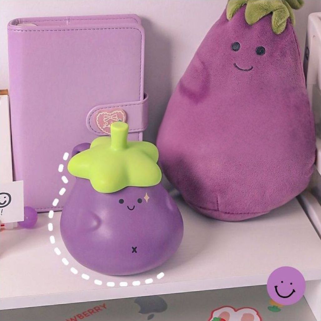 Cute Eggplant Anime Ceramic Mug with Lid - FIHEROE.