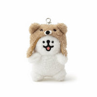 Toyuki Puppy plush bag charm featuring a cute animal costume design, soft fabric, and adorable detailing.