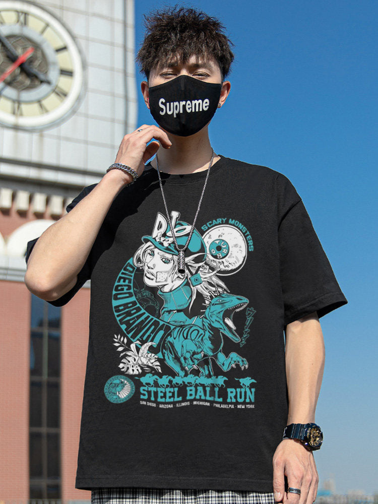 Dunlun Mosho Jojo's Bizarre Adventure Steel Ball Run Characters, Part 7, Short Sleeve T Shirt, 100% Cotton,