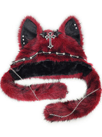 Dark Kawaii Faux Fur Cat Ear Hood Hat