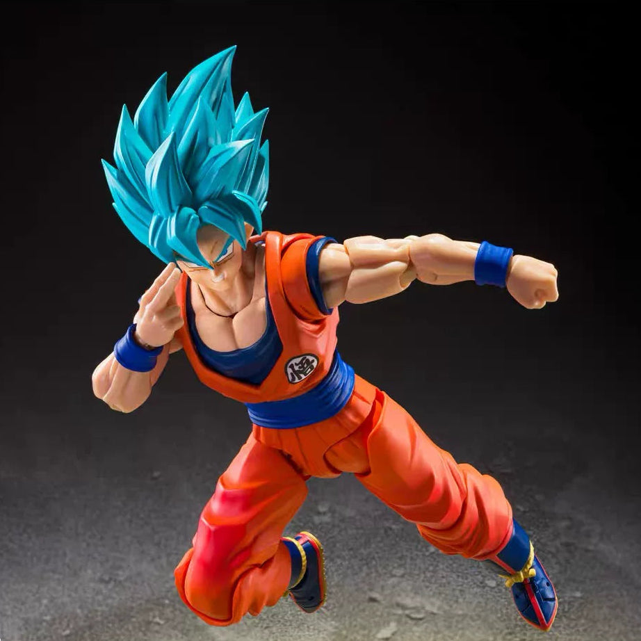 In stock Bandai Dragon Ball SHF Blue-Haired Son Goku 3.0 New Base Super Saiyan God Official Action Product