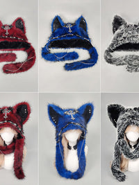 Dark Kawaii Faux Fur Cat Ear Hood Hat