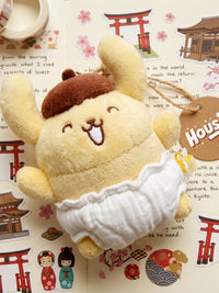 Japan HOUSID super cute baby pompompurin school bag pendant, plush plush book keychain, birthday gift
