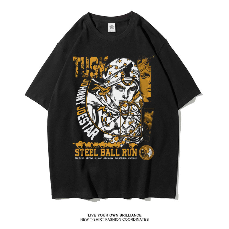 Dunlun Mosho Jojo's Bizarre Adventure Steel Ball Run Characters, Part 7, Short Sleeve T Shirt, 100% Cotton,