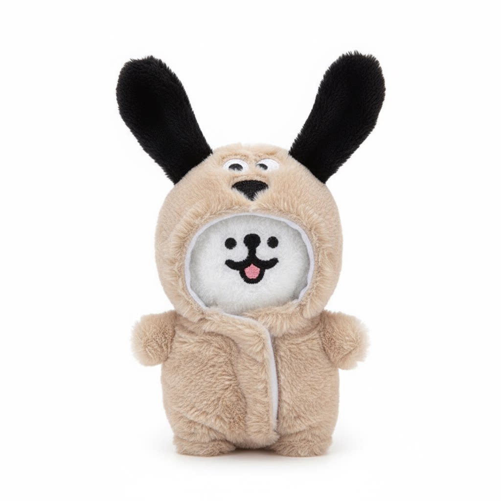 Toyuki Puppy plush bag charm featuring a cute animal costume design with soft fabric and detailed animal face.