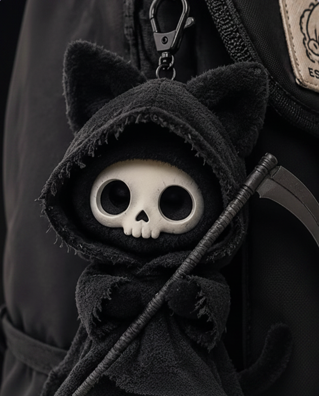 Japan's KALL Xiaohongshu style Death God Cat plush plush pendant with high aesthetic value and scary black cat