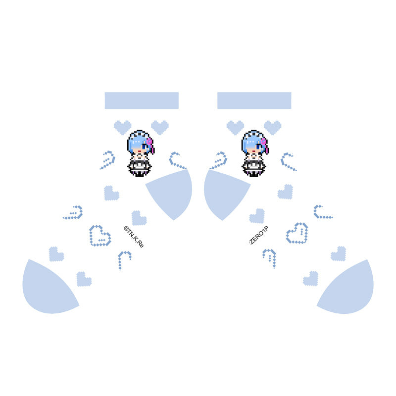 Re:Zero Rem Ram Pixel Art Anime Socks