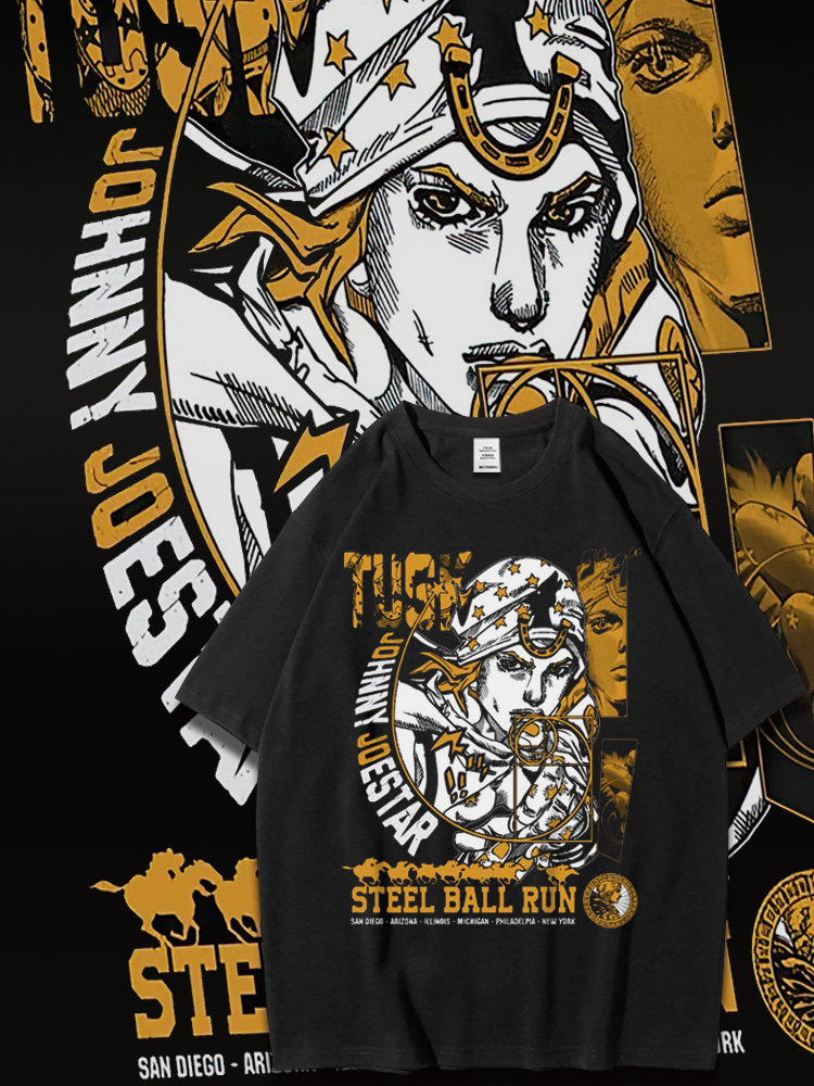 Dunlun Mosho Jojo's Bizarre Adventure Steel Ball Run Characters, Part 7, Short Sleeve T Shirt, 100% Cotton,