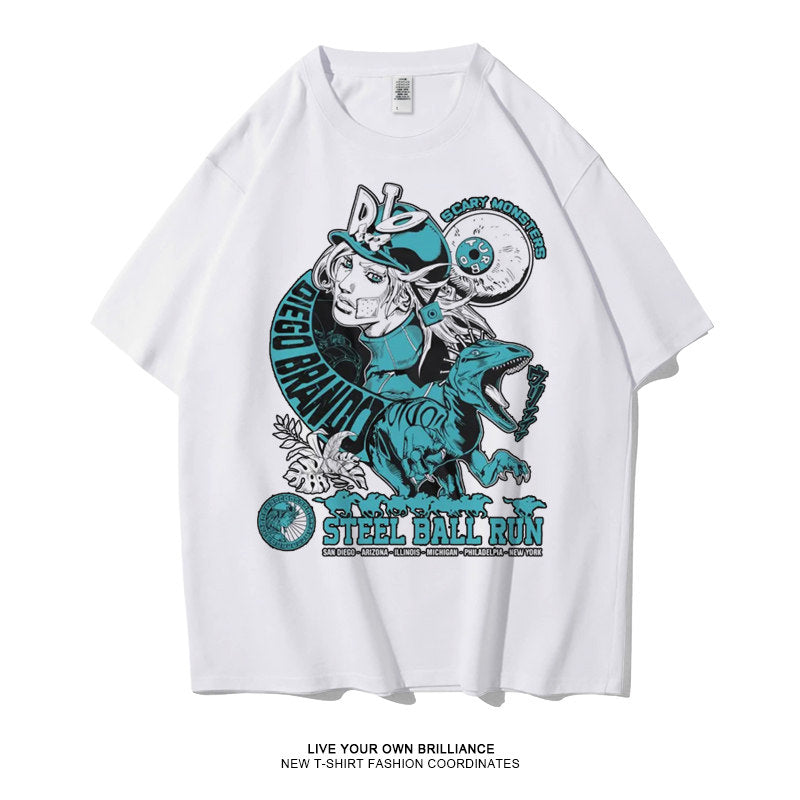 Dunlun Mosho Jojo's Bizarre Adventure Steel Ball Run Characters, Part 7, Short Sleeve T Shirt, 100% Cotton,