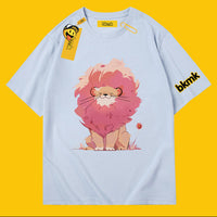 BKMK Anime Lion Graphic Oversized Cotton Tee