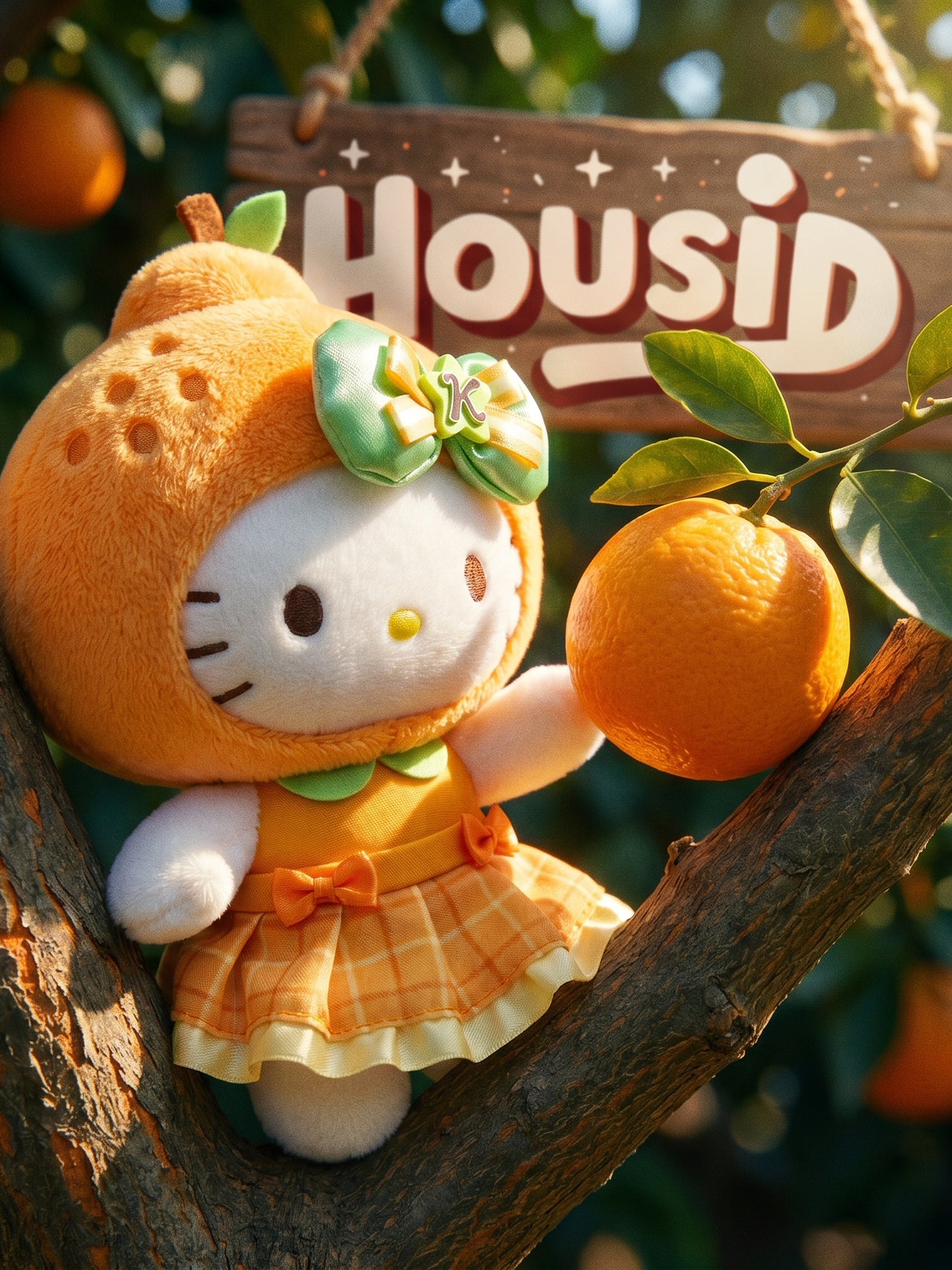 Japan HOUSID Jeju Island series orange KT backpack pendant plush keychain birthday gift