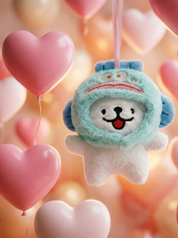 Toyuki Puppy plush bag charm featuring a cute animal costume, soft fabric with detailed animal face and floppy ears.