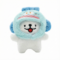 Toyuki Puppy plush bag charm featuring a cute animal costume design, soft fabric, and detailed stitching.