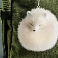 KUDOLL White Fox Fur Pom Keychain Bag Charm