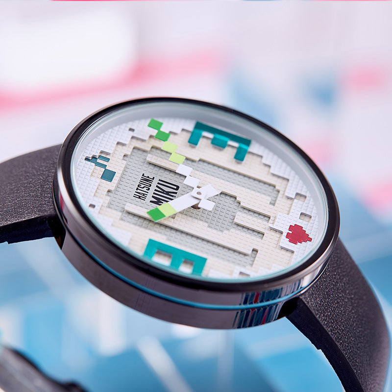 Lucky Stone Hatsune Miku Pixel Art Quartz Analog Wristwatch