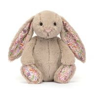 Jellycat Blossom Bunny plush rabbit with floral ears and soft feet, cuddly stuffed animal for children.