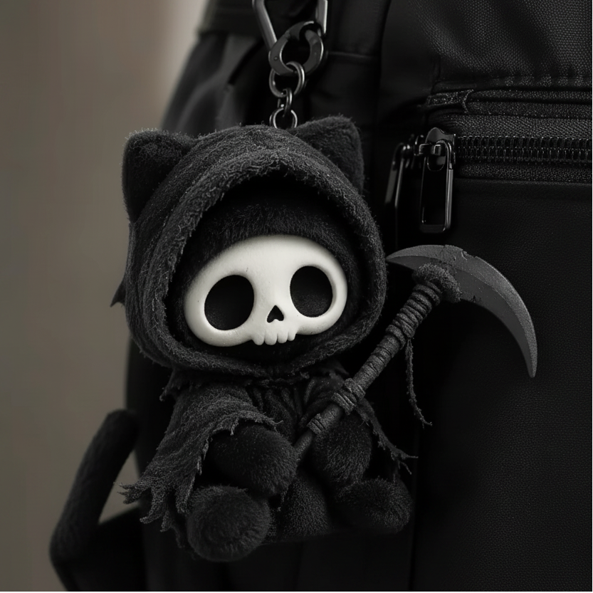Japan's KALL Xiaohongshu style Death God Cat plush plush pendant with high aesthetic value and scary black cat