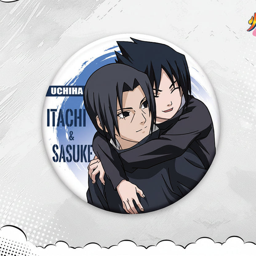 Mangansha official genuine Naruto Itachi Uchiha Sasuke Bar round badge