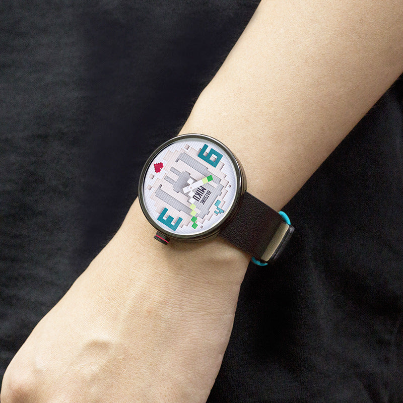 Lucky Stone Hatsune Miku Pixel Art Quartz Analog Wristwatch