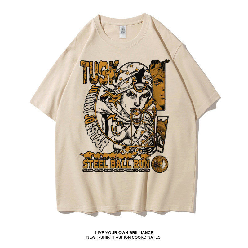 Dunlun Mosho Jojo's Bizarre Adventure Steel Ball Run Characters, Part 7, Short Sleeve T Shirt, 100% Cotton,