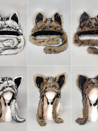 Dark Kawaii Faux Fur Cat Ear Hood Hat