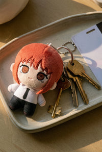 Yosida Chainsaw Man plush keychains featuring Makima, Aki, Kobeni, and Angel Devil characters on a white background