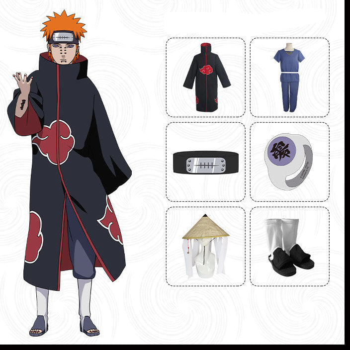 Naruto Pain Cosplay Set – Akatsuki Robe & Accessories