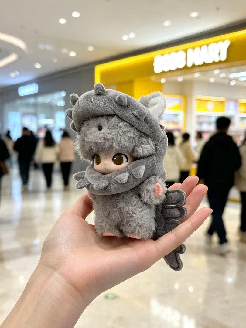 Pop Mart DIMOO and Labubu dinosaur skeleton plush bag charm keychains, character plush accessories