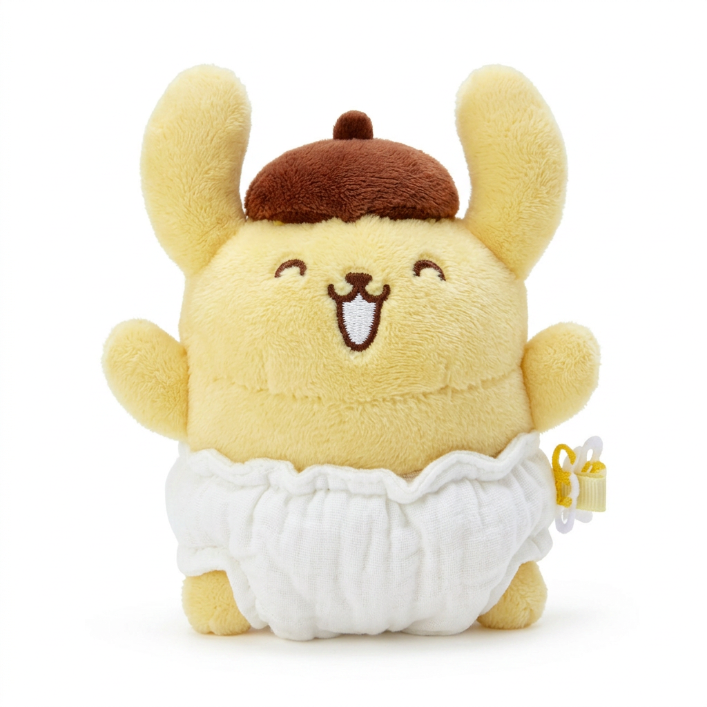 Japan HOUSID super cute baby pompompurin school bag pendant, plush plush book keychain, birthday gift