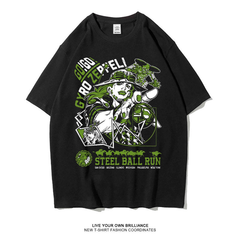 Dunlun Mosho Jojo's Bizarre Adventure Steel Ball Run Characters, Part 7, Short Sleeve T Shirt, 100% Cotton,