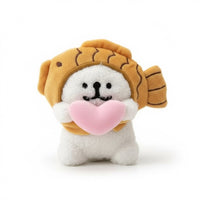 Toyuki Puppy plush bag charm featuring a cute animal costume design, with soft fabric and detailed animal features.