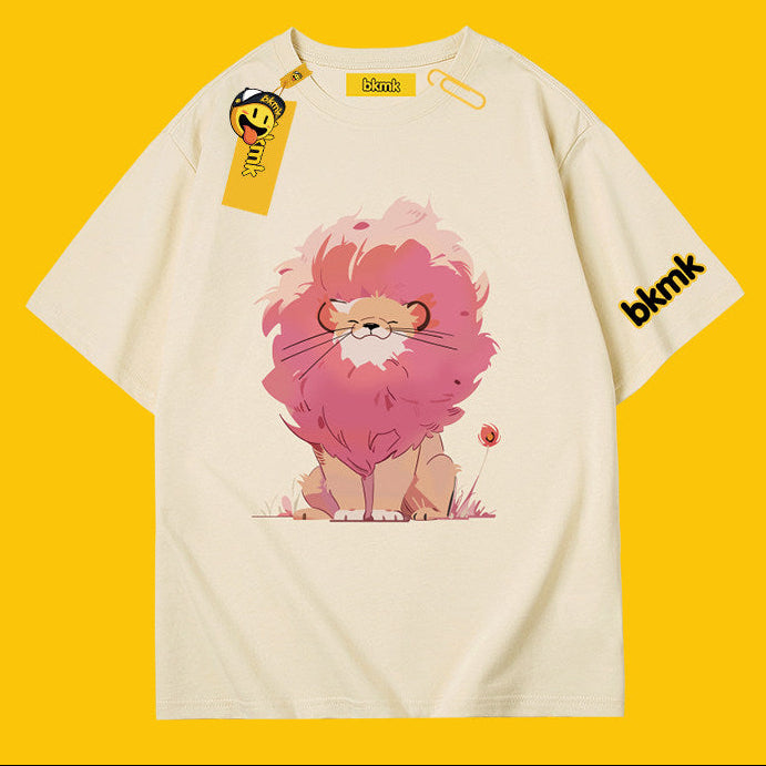 BKMK Anime Lion Graphic Oversized Cotton Tee