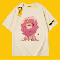 BKMK Anime Lion Graphic Oversized Cotton Tee