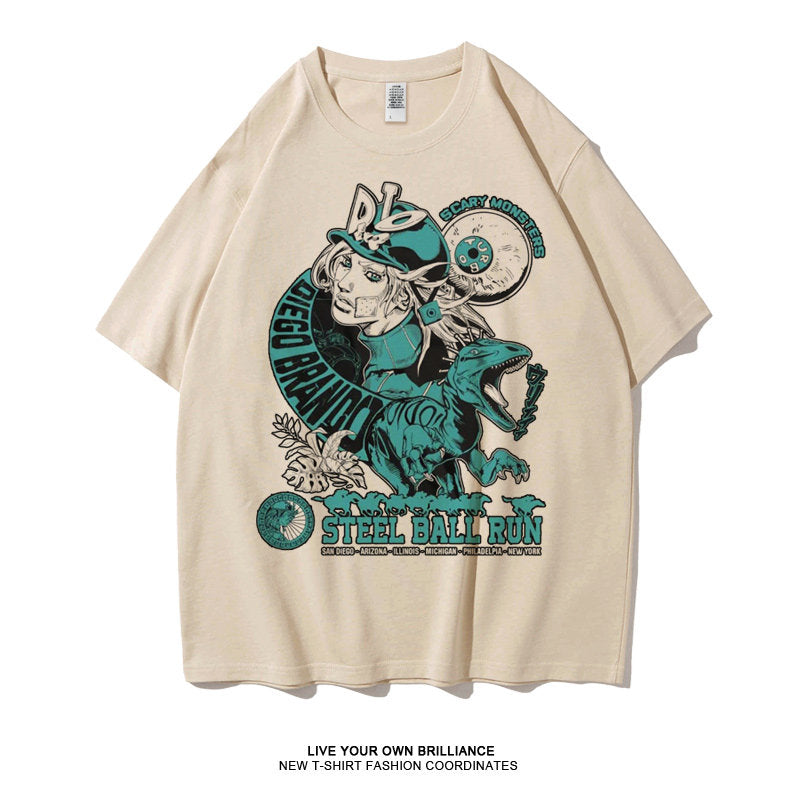 Dunlun Mosho Jojo's Bizarre Adventure Steel Ball Run Characters, Part 7, Short Sleeve T Shirt, 100% Cotton,