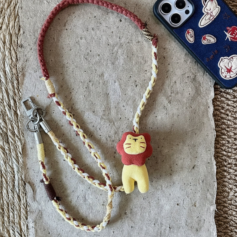 Handmade cartoon woven figurines, phone lanyards, pendants, camera INS cross cords, adjustable wrists, phone chains, shoulder straps