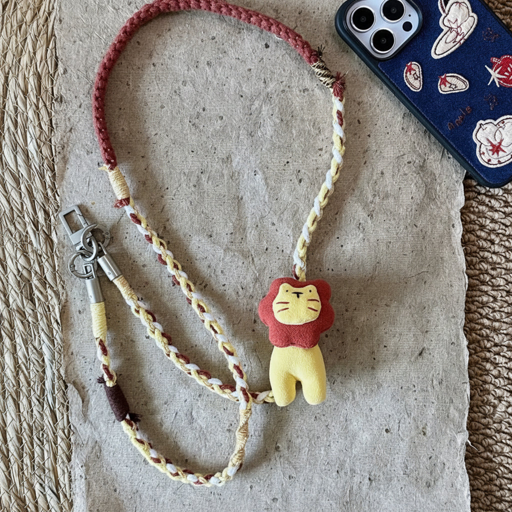 Anime Lion Plush Phone Strap Crossbody Wrist Lanyard