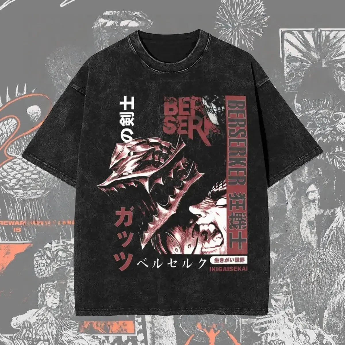 Berserk Vintage Washed Anime Graphic T-Shirt